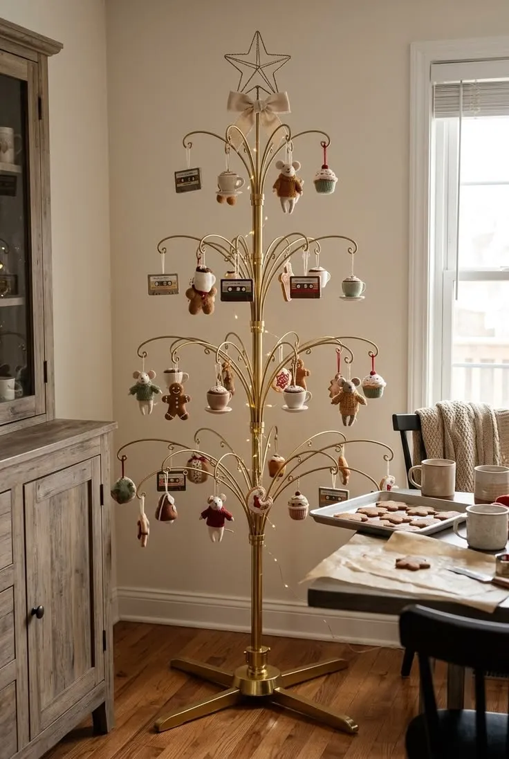 Christmas Tree Alternative 74" Gold Ornament Display Tree