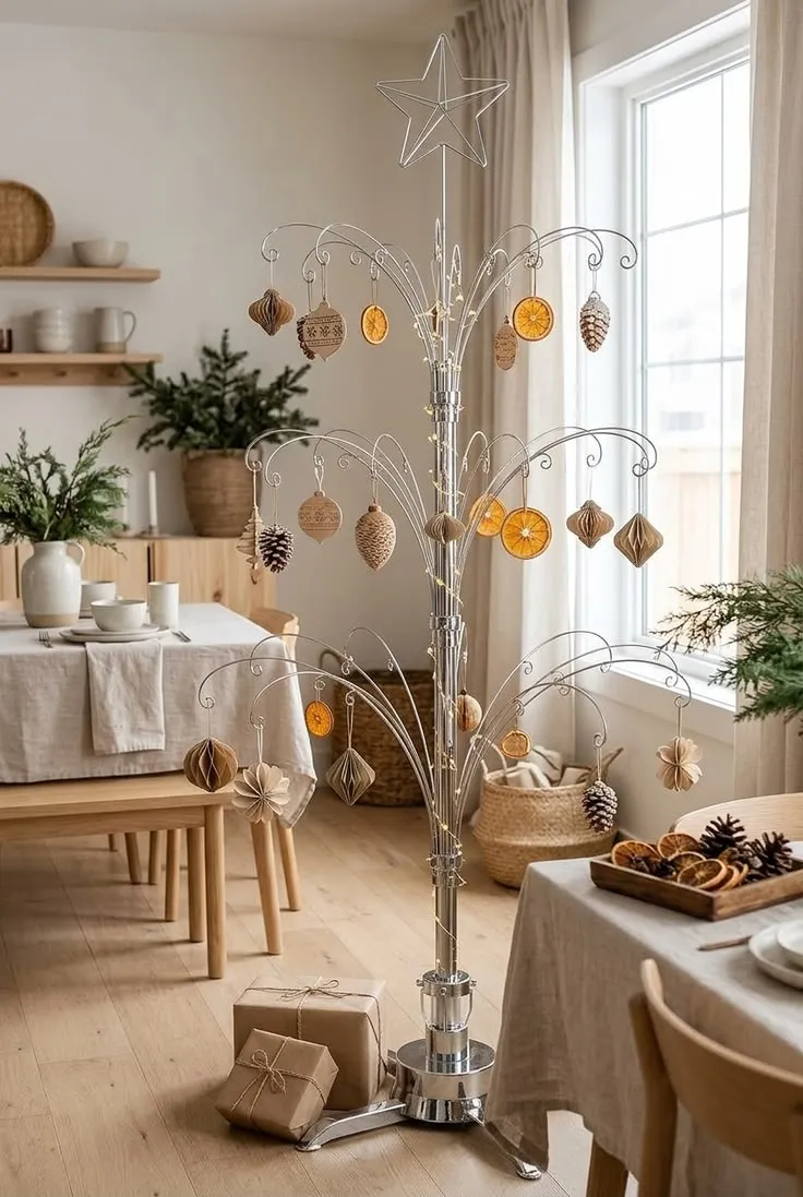 Natural Christmas Tree Alternative | Wood, Dried Orange & Paper Decor