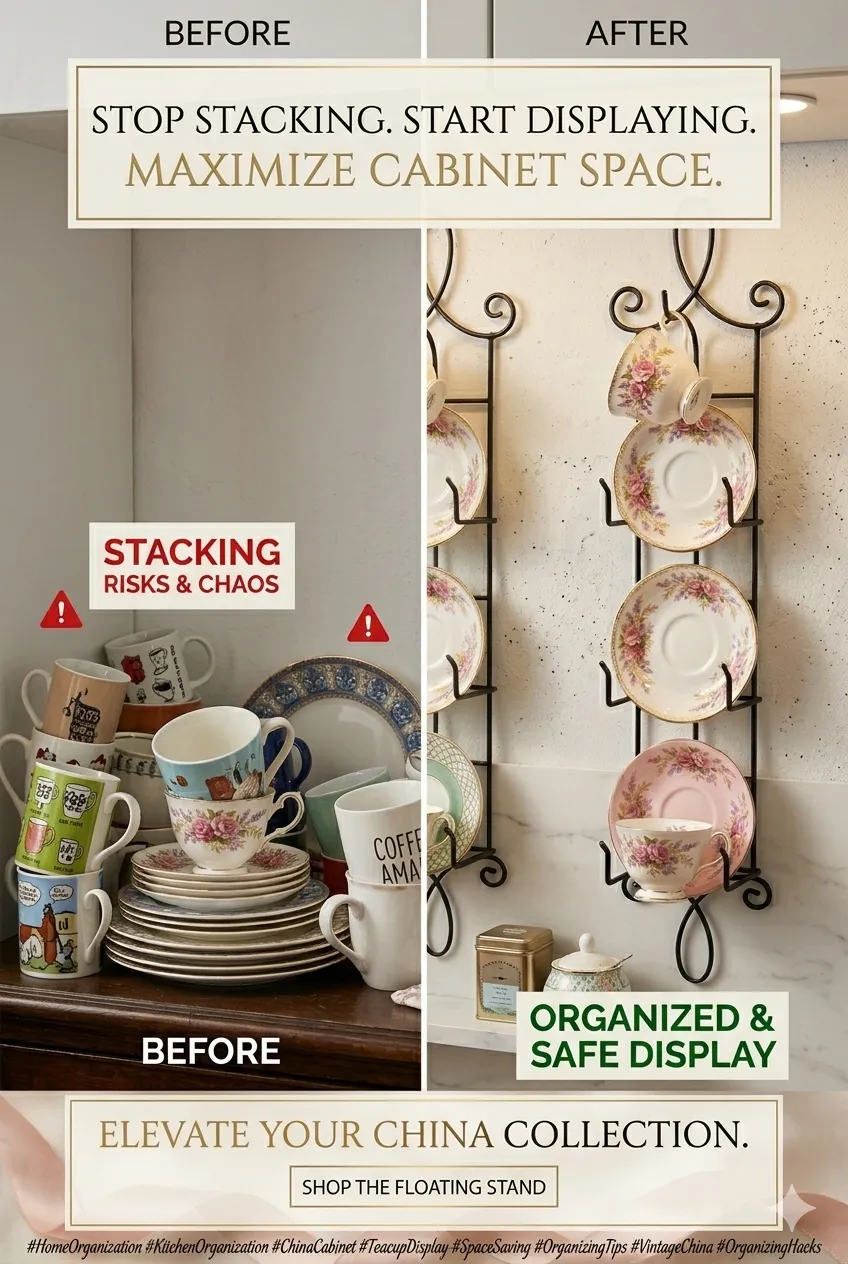 Organize Your China Cabinet | Teacup and Saucer Wall Holder