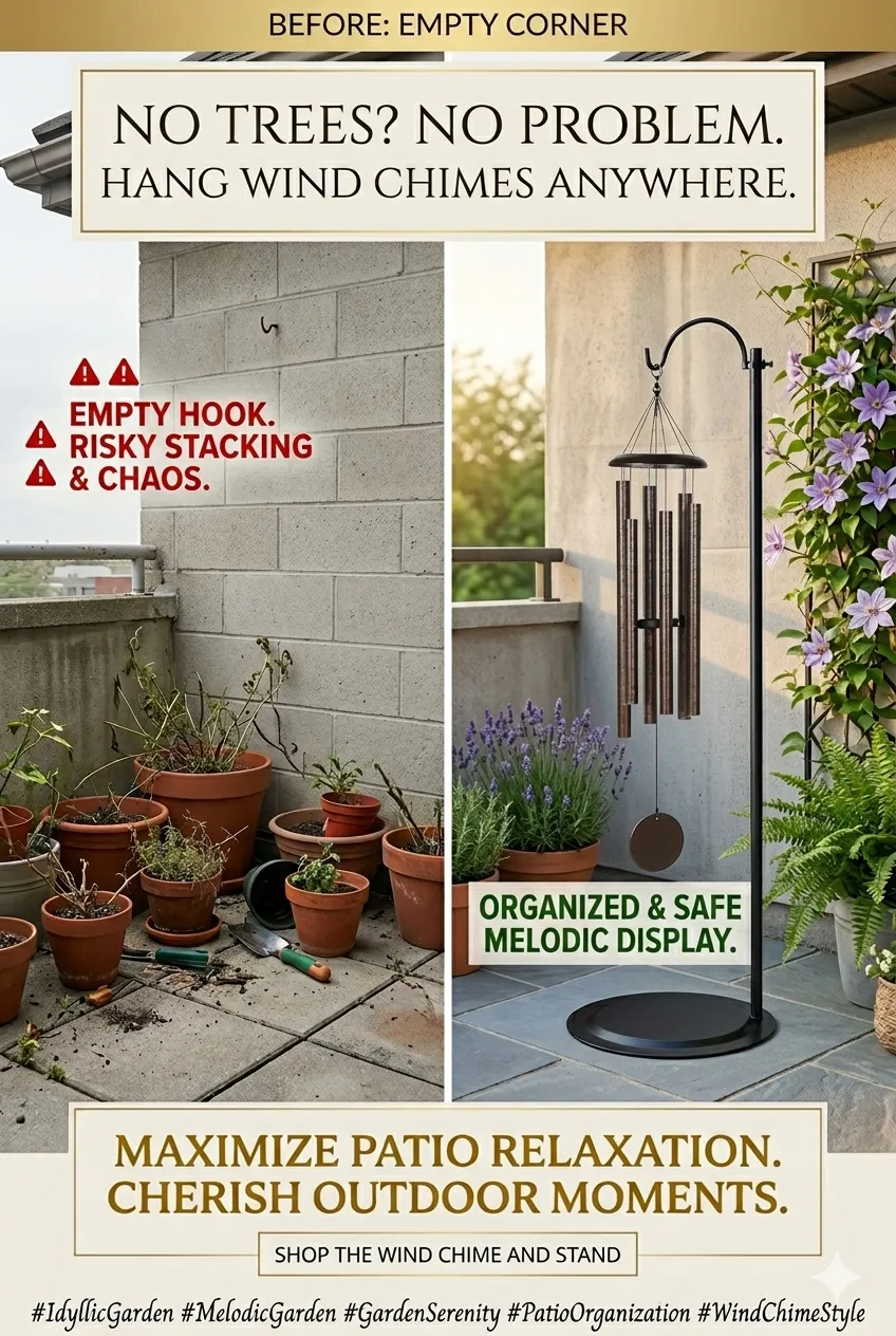 Portable Wind Chime Stand - No Drill Outdoor Decor Solutions