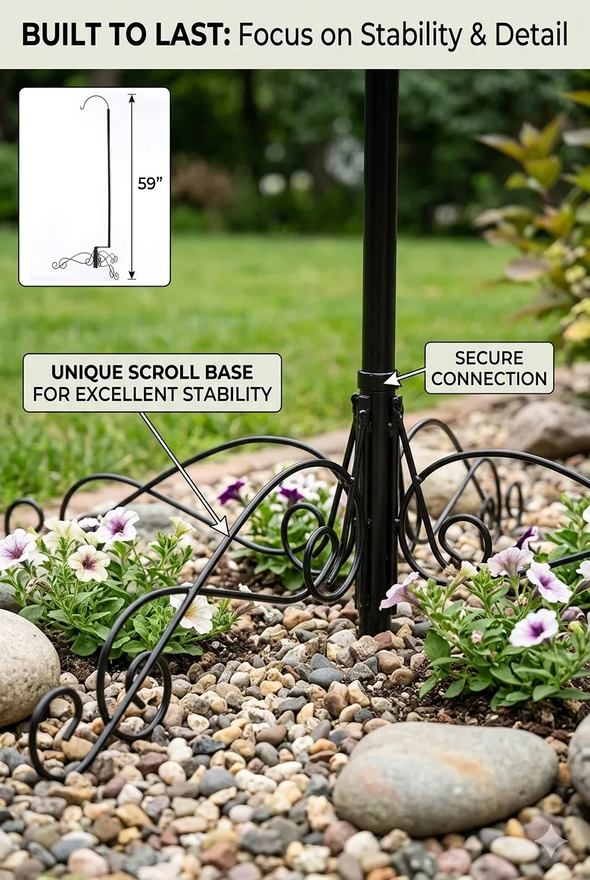 HOHIYA 59" Heavy Duty Shepherd Hook Stand for Wind Chimes & Decor