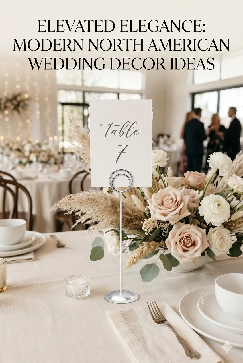 Elegant Silver 12" Table Number Holders | Modern Wedding Table Decor Ideas
