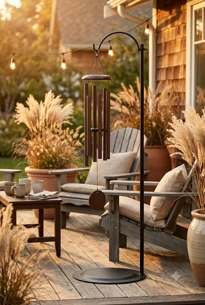 Transform Your Patio with a Cozy Golden Hour Wind Chime Corner