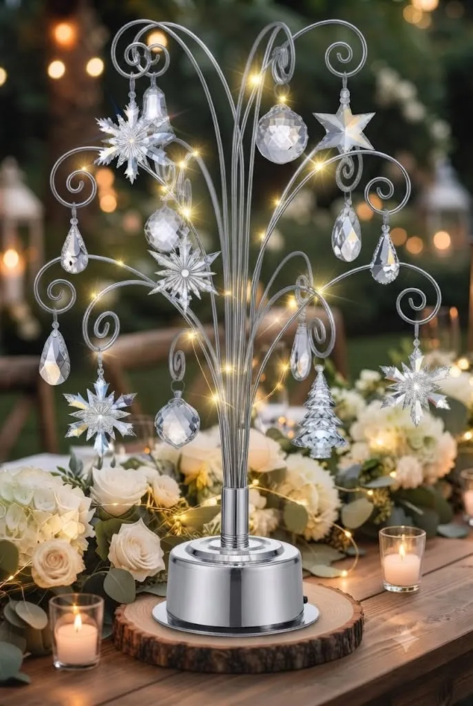 Elegant Outdoor Wedding Crystal Ornament Display