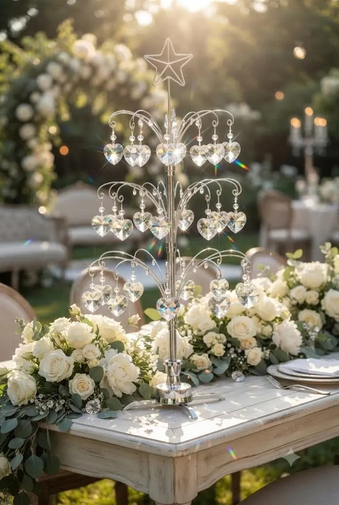 Luxury Wedding Reception Crystal Heart Display