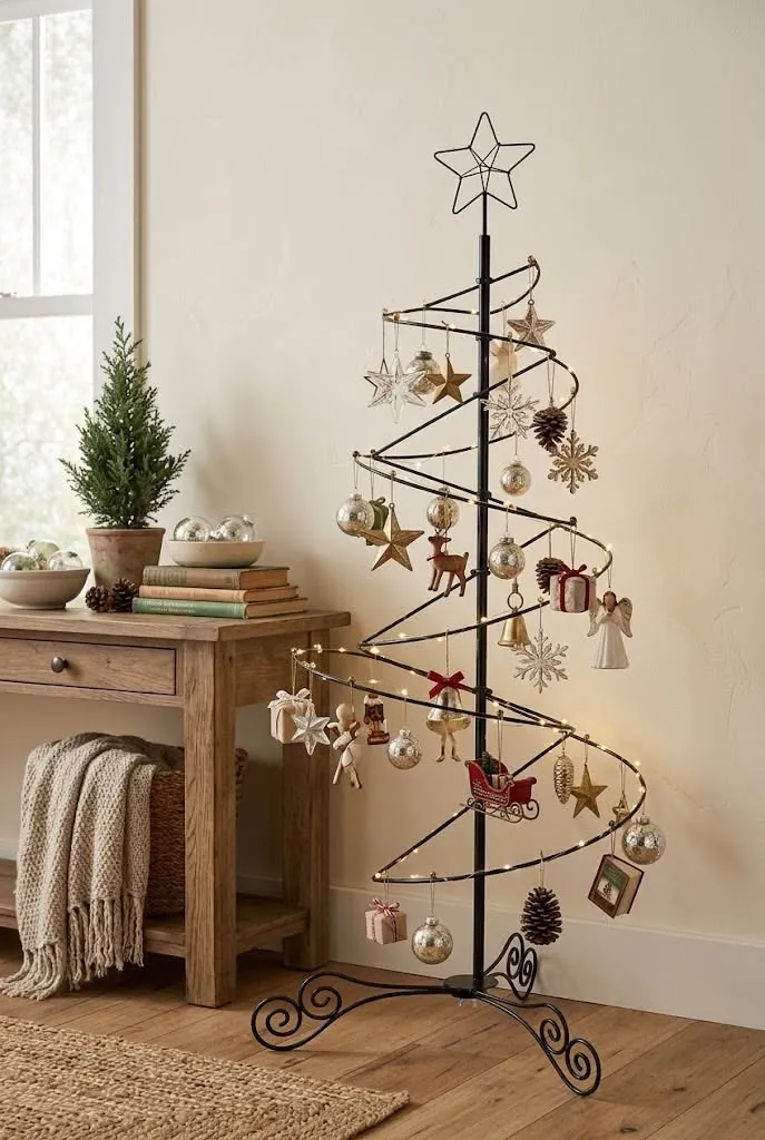 Small Space Christmas Tree Alternative | 3 Ft Spiral Ornament Display Tree