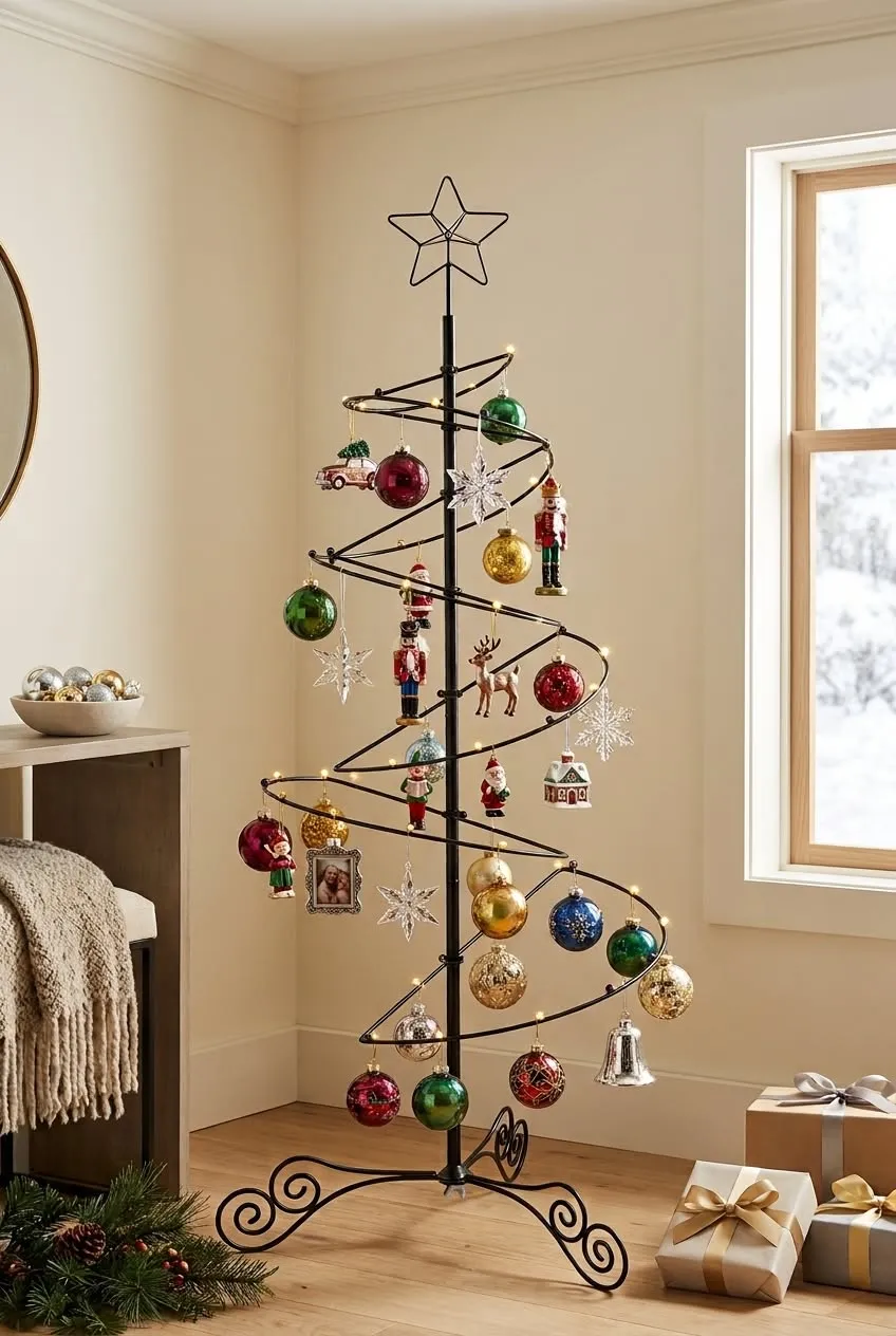 Christmas Tree Alternative Ideas | 3 Ft Spiral Ornament Display