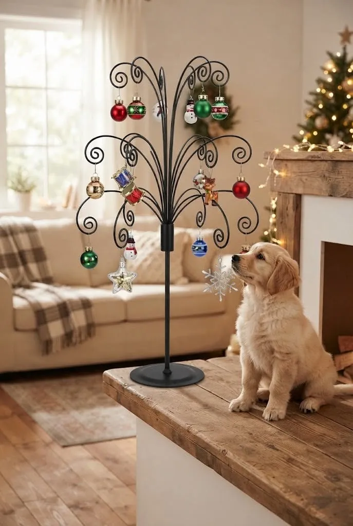 Pet-Friendly Christmas Ornament Display Corner
